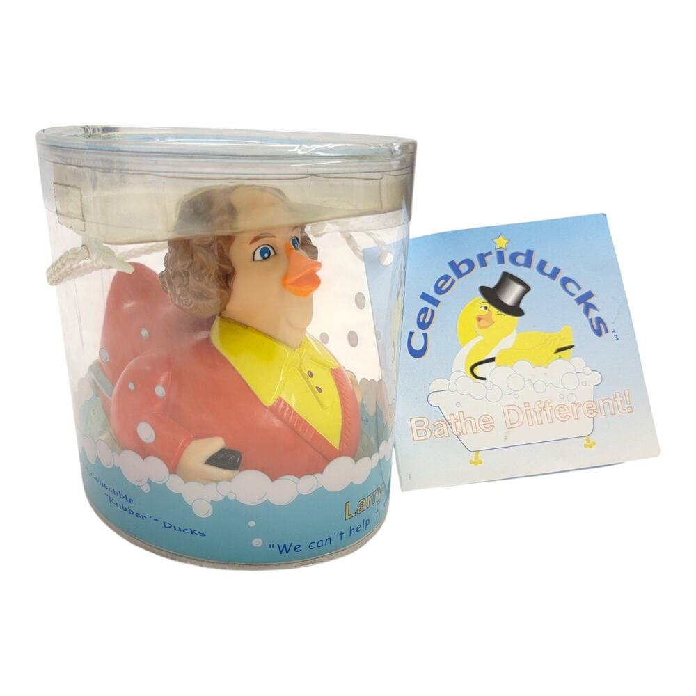 CelebriDucks Larry The Three Stooges Rubber Duck Bath Toy Vintage 2001 Tube Tag